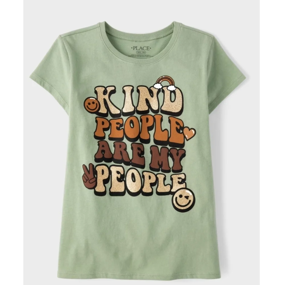 NWT The Children's Place Green 'Kind People' Graphic Tee